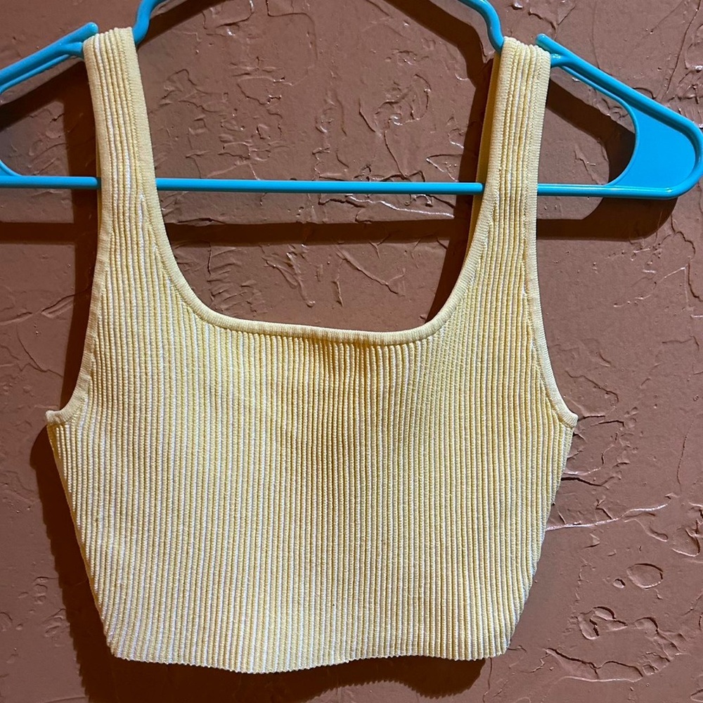 Yellow Ribbed Women's Top